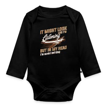 model airplane - Organic Longsleeve Baby Bodysuit - black - Front