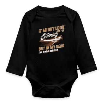 model airplane - Organic Longsleeve Baby Bodysuit - black - Front