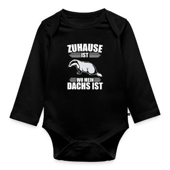 Zuhause ist wo mein Dachs ist - Baby Bio-Langarm-Body - Schwarz - Vorne