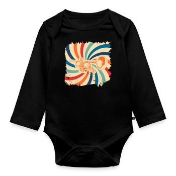 Trumpet Gift Orchestra Instrument Music Band - Organic Longsleeve Baby Bodysuit - black - Front
