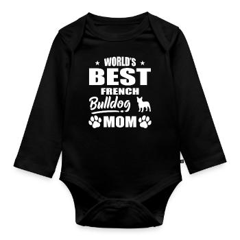 World’s Best French Bulldog Mom - Body Bébé bio manches longues - noir - Devant