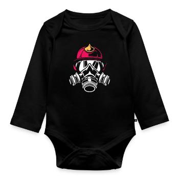 pompier - Body Bébé bio manches longues - noir - Devant