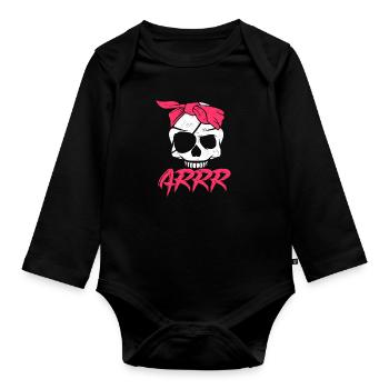 Pirate Pirate Skull Pirate Girl Gift - Body Bébé bio manches longues - noir - Devant
