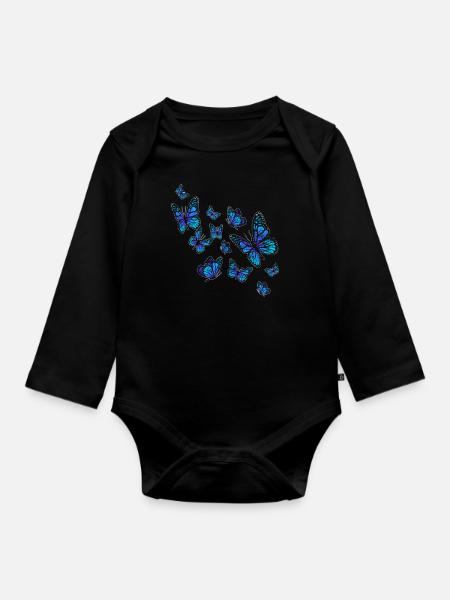 Schmetterling - Baby Bio-Langarm-Body - Schwarz