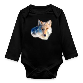 Loup loups climat environnement forêt cadeau - Body Bébé bio manches longues - noir - Devant