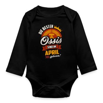 BESTE OSSIS APRIL OSSI DDR GEBURTSTAG GESCHENK - Baby Bio-Langarm-Body - Schwarz - Vorne