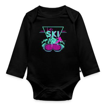 Retro ski - Organic Longsleeve Baby Bodysuit - black - Front
