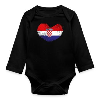 Croatia heart flag coat of arms home gift - Organic Longsleeve Baby Bodysuit - black - Front