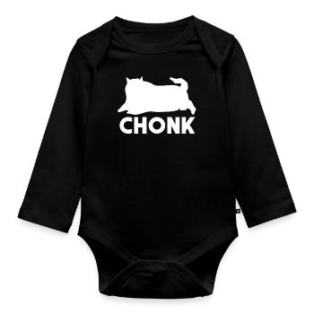 Chonk fat cat - Organic Longsleeve Baby Bodysuit - black - Front