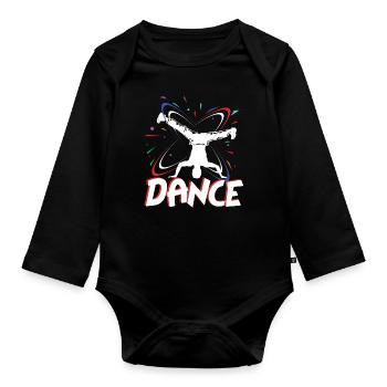 Break dance dance - Body Bébé bio manches longues - noir - Devant