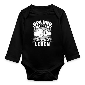 Opa und Enkel Freunde fürs Leben Geschenk - Baby Bio-Langarm-Body - Schwarz - Vorne