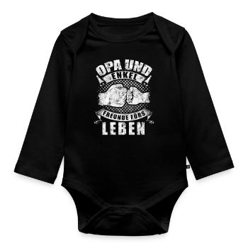 Opa und Enkel freunde fürs Leben Geschenkidee - Baby Bio-Langarm-Body - Schwarz - Vorne