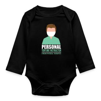 Physiotherapist physiotherapy git idea - Organic Longsleeve Baby Bodysuit - black - Front