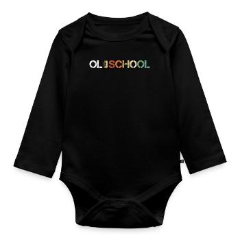 Old School Kassette - Vintage - Baby Bio-Langarm-Body - Schwarz - Vorne