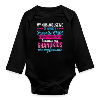 Meine Enkel sind mein lustiges Großmutter-Lieblingsgeschenk - Baby Bio-Langarm-Body - Schwarz - Vorne