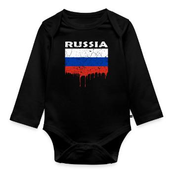 La russie - Body Bébé bio manches longues - noir - Devant