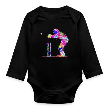 Jeu de cricket - Body Bébé bio manches longues - noir - Devant
