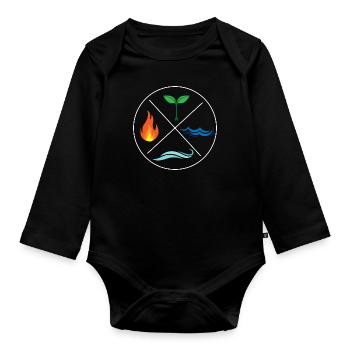 Quatre éléments de protection de l'environnement nature cadeau - Body Bébé bio manches longues - noir - Devant