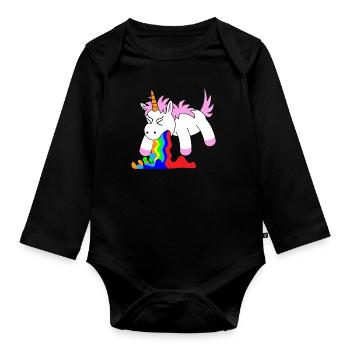 Licornes drôles de licorne - Body Bébé bio manches longues - noir - Devant