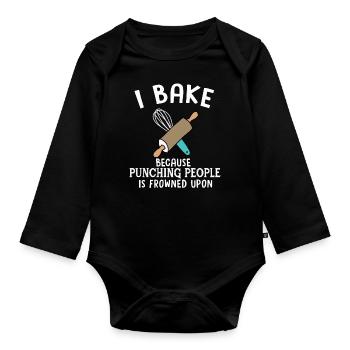 Baker Cool Baking Funny Bread Bake Perfect Gift - Organic Longsleeve Baby Bodysuit - black - Front