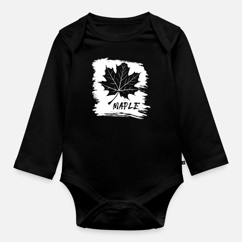 Érable. Canada. Feuille. - Body Bébé bio manches longues - noir
