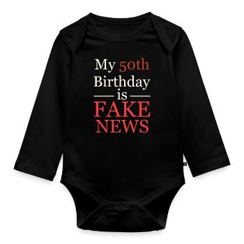50th birthday - Organic Longsleeve Baby Bodysuit - black - Front