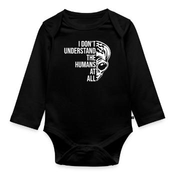 Alien-Zitat-Grafik - Baby Bio-Langarm-Body - Schwarz - Vorne
