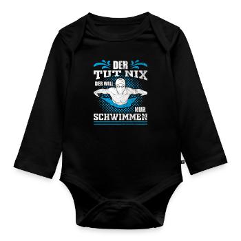 Schwimmer Wasser Sport Geschenkidee - Baby Bio-Langarm-Body - Schwarz - Vorne