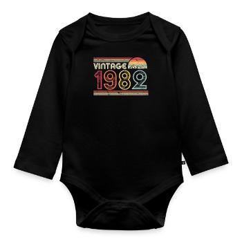 1982 Vintage Print, cadeau d'anniversaire Tee. Rétro - Body Bébé bio manches longues - noir - Devant