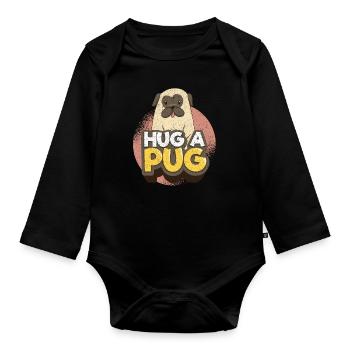 Mops - Baby Bio-Langarm-Body - Schwarz - Vorne