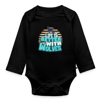 Wölfe - Baby Bio-Langarm-Body - Schwarz - Vorne