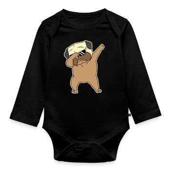 Chien drôle animal amour chiens amoureux parfait cadeau de patte - Body Bébé bio manches longues - noir - Devant
