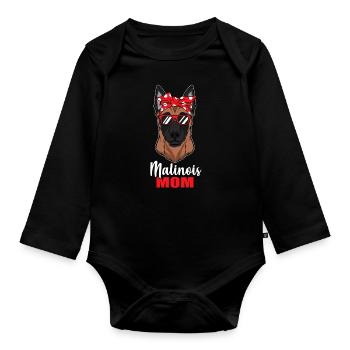 Cool Malinois Dog Mom Dog Lover Pet Gift - Organic Longsleeve Baby Bodysuit - black - Front