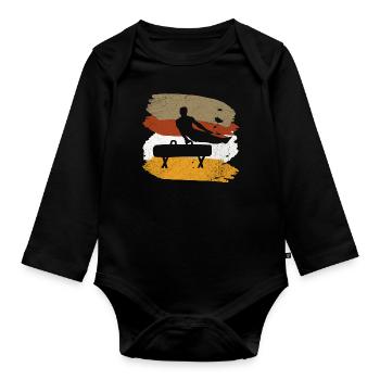 turnen geschenk seitpferd pauschpferd - Baby Bio-Langarm-Body - Schwarz - Vorne