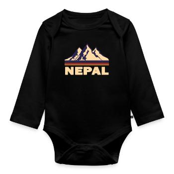 népal montagnes asie cadeau - Body Bébé bio manches longues - noir - Devant