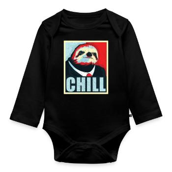 Präsident Chill - Baby Bio-Langarm-Body - Schwarz - Vorne