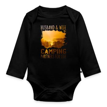Camping Couple - Body Bébé bio manches longues - noir - Devant