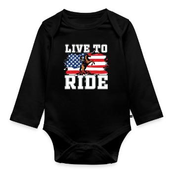 Western riding - Organic Longsleeve Baby Bodysuit - black - Front