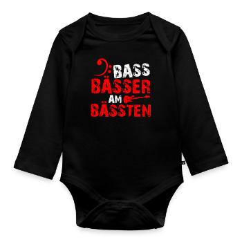 Bass Gitarre Geschenk I Musiker Basser Bassist - Baby Bio-Langarm-Body - Schwarz - Vorne