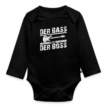 Bass Gitarre Geschenk I Musiker Basser Bassist - Baby Bio-Langarm-Body - Schwarz - Vorne