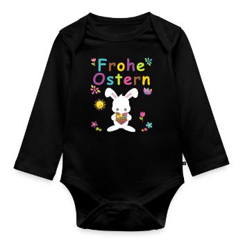 Ostern Geschenk Für Damen, Herren Und Kinder - Baby Bio-Langarm-Body - Schwarz - Vorne