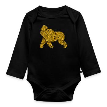 Tatouages tribaux gorilles maoris - Body Bébé bio manches longues - noir - Devant