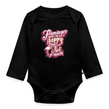 flamingo - Organic Longsleeve Baby Bodysuit - black - Front