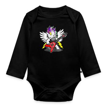 Motif de bande de hard rock licorne femmes hommes enfants - Body Bébé bio manches longues - noir - Devant