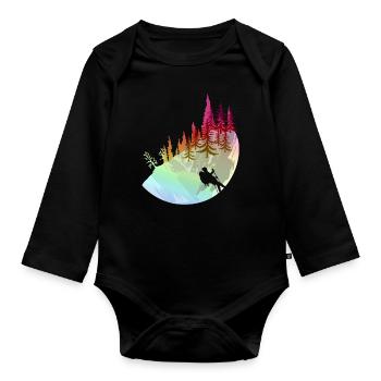Hike forest - Organic Longsleeve Baby Bodysuit - black - Front