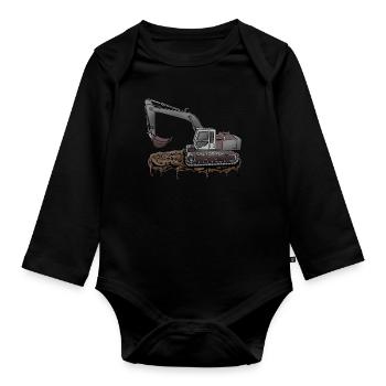 Bagger Power Shovel Kleinkind Digger Boys Geschenk - Baby Bio-Langarm-Body - Schwarz - Vorne