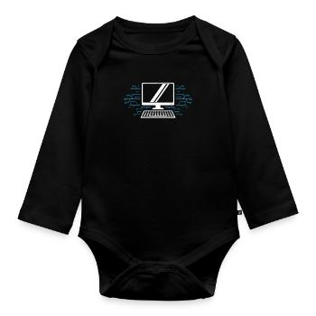 computer - Organic Longsleeve Baby Bodysuit - black - Front