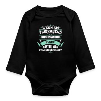 Lustiges Erzieher Kinderbetreuer Sprüche Geschenk - Baby Bio-Langarm-Body - Schwarz - Vorne