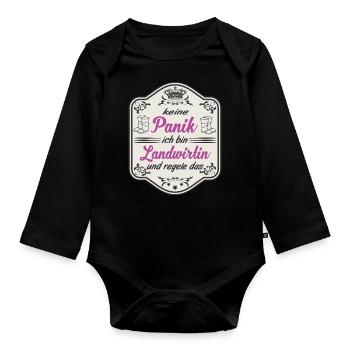 Bauerin Landwirtin Panik - Baby Bio-Langarm-Body - Schwarz - Vorne