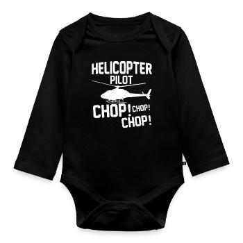 Hubschrauber Pilot Geschenk I Helikopter Heli - Baby Bio-Langarm-Body - Schwarz - Vorne
